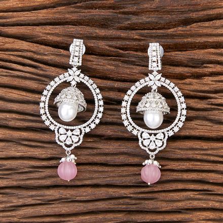 Cz Classic Earring With Rhodium Plating