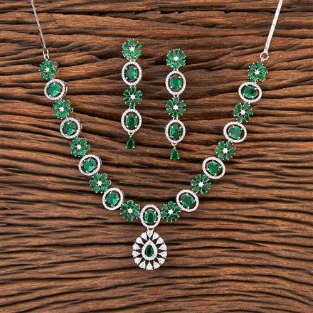 Cz Classic Necklace With Rhodium Plating