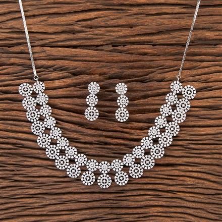 Cz Classic Necklace With Rhodium Plating