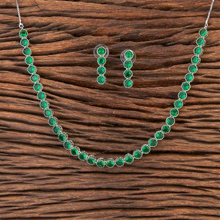 Cz Delicate Necklace With Rhodium Plating