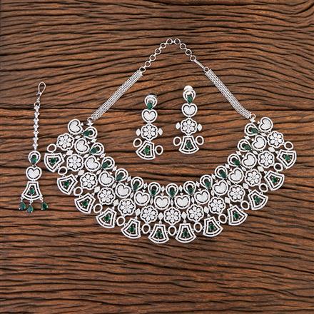 Cubic Zirconia Classic Necklace With Rhodium Plating