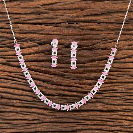 Cubic Zirconia Classic Necklace With Rhodium Plating