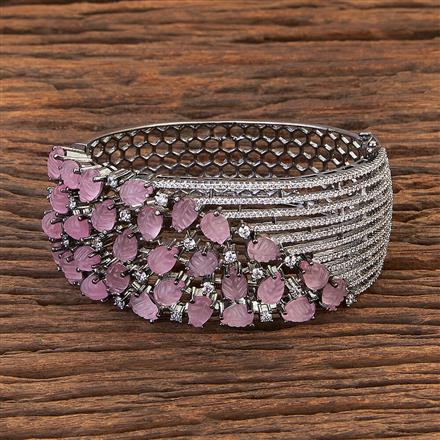 Cubic Zirconia Broad Kada With Black Plating