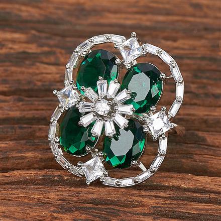 Cubic Zirconia Adjustable Ring With Rhodium Plating