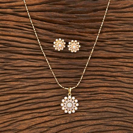 Cubic Zirconia Moti Pendant Set With Gold Plating