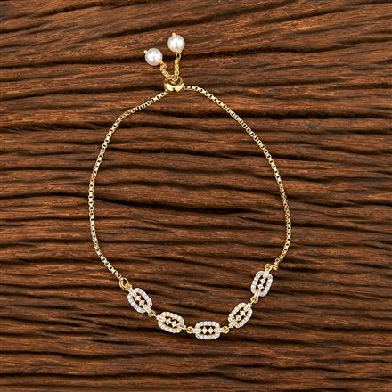 Cubic Zirconia Adjustable Bracelet With 2 Tone Plating