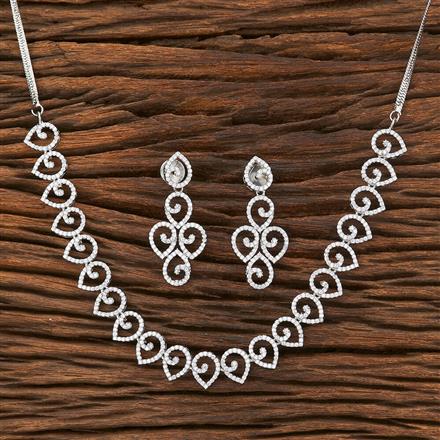 Cubic Zirconia Delicate Necklace With Rhodium Plating