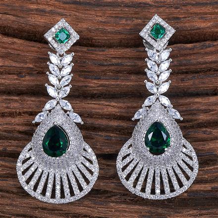 Cubic Zirconia Cz Earring With Rhodium Plating