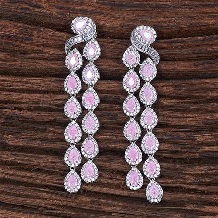 Cz Classic Earring With Rhodium Plating