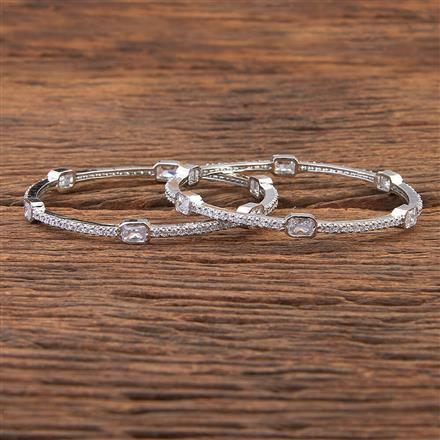 Cubic Zirconia Classic Bangles With Rhodium Plating