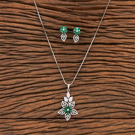 Cz Classic Pendant Set With Rhodium Plating