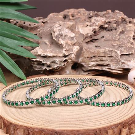 Cubic Zirconia Classic Bangles With Rhodium Plating