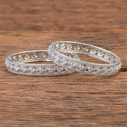 Cz Classic Bangles With Rhodium Plating