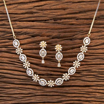 Cz Classic Necklace With 2 Tone Plating