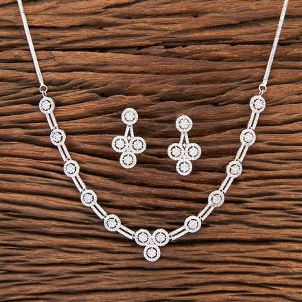 Cz Classic Necklace With Rhodium Plating