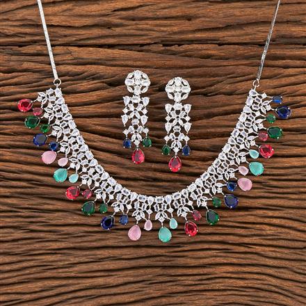 Cz Classic Necklace With Rhodium Plating