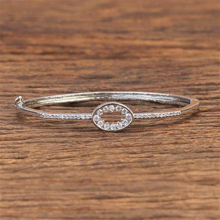 Cz Delicate Kada With Rhodium Plating