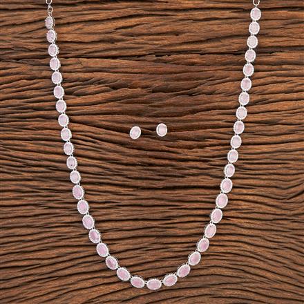 Cz Classic Necklace With Rhodium Plating