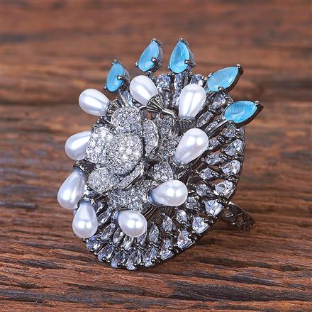 Cz Adjustable Ring With Black Plating