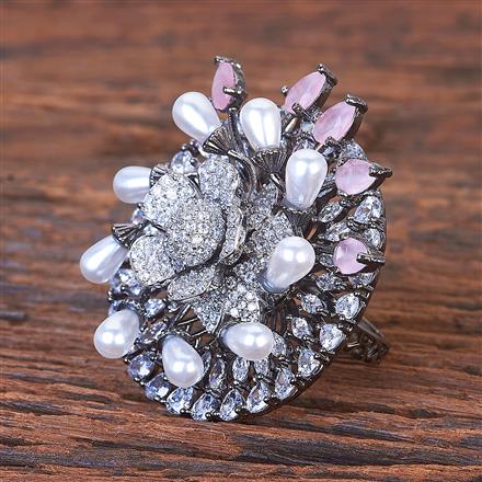 Cz Adjustable Ring With Black Plating