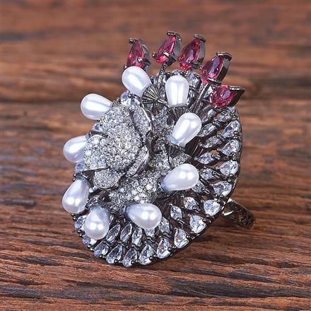 Cz Adjustable Ring With Black Plating