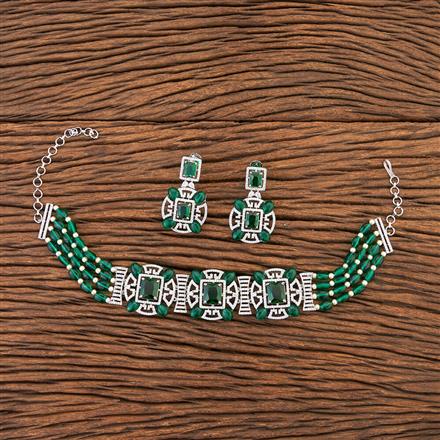 Cz Bandhai Necklace With Rhodium Plating