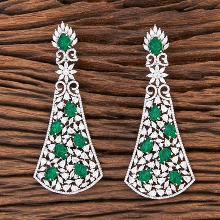 Cz Long Earring With Rhodium Plating