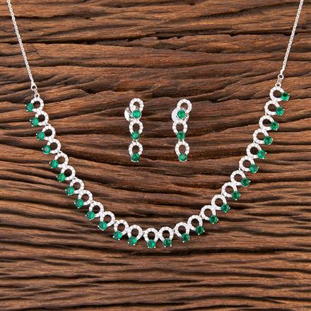 Cz Classic Necklace With Rhodium Plating