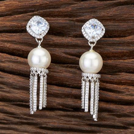 Cubic Zirconia Classic Earring With Rhodium Plating