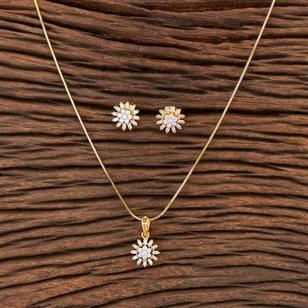 Cubic Zirconia Delicate Pendant Set With 2 Tone Plating