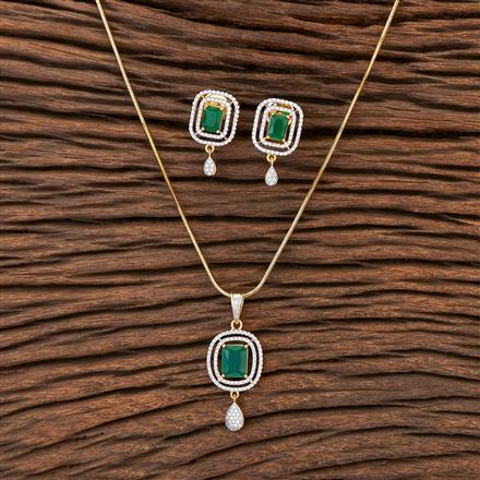 Cubic Zirconia Classic Pendant Set With 2 Tone Plating