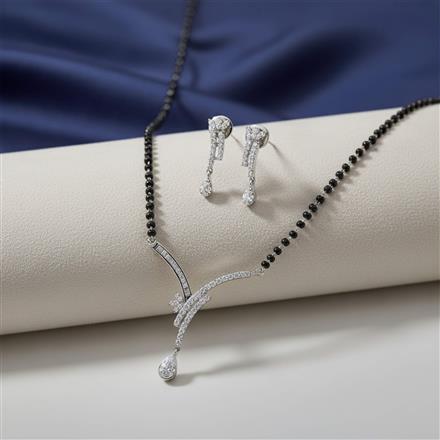 Cubic Zirconia Tanmaniya Mangalsutra With Rhodium Plating