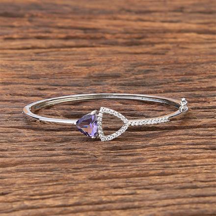 Cubic Zirconia Delicate Kada With Rhodium Plating