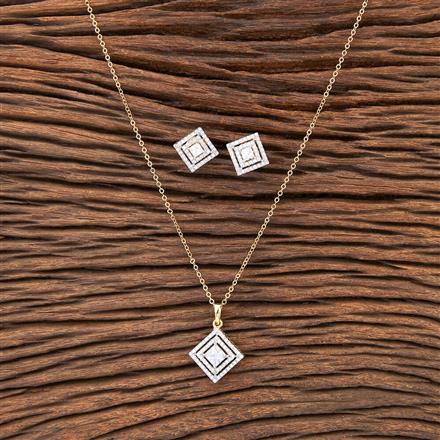 Cubic Zirconia Classic Pendant Set With 2 Tone Plating