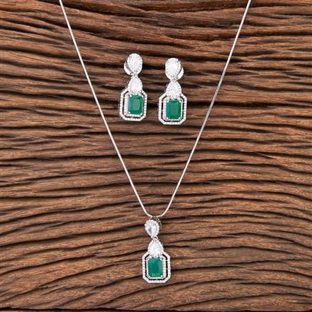 Cubic Zirconia Classic Pendant Set With Rhodium Plating