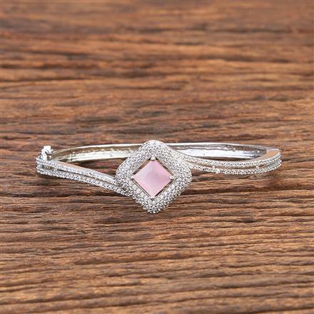 Cubic Zirconia Classic Kada With Rhodium Plating