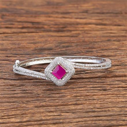 Cubic Zirconia Classic Kada With Rhodium Plating