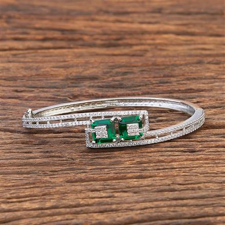 Cubic Zirconia Classic Kada With Rhodium Plating