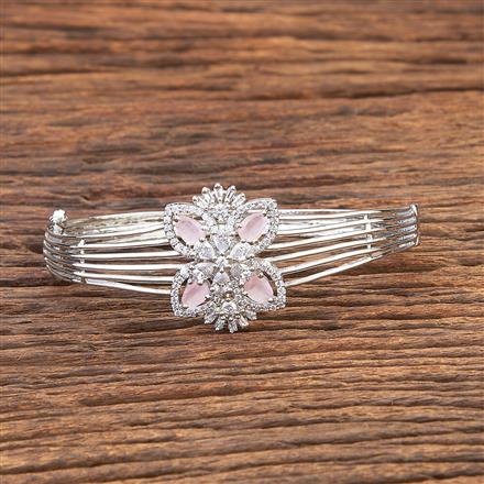 Cubic Zirconia Classic Kada With Rhodium Plating