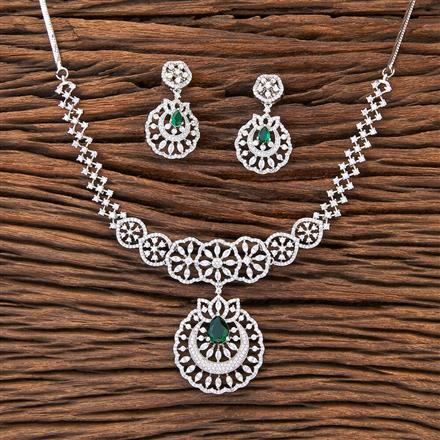 Cz Classic Necklace With Rhodium Plating