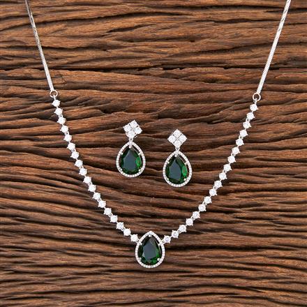 Cz Delicate Necklace With Rhodium Plating