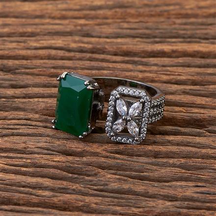 Cz Adjustable Ring With Black Plating