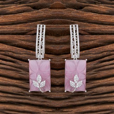 Cz Short Earring With Rhodium Plating