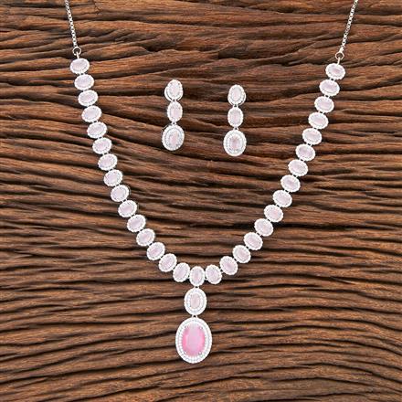 Cz Classic Necklace With Rhodium Plating