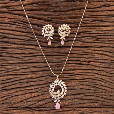 Cubic Zirconia Classic Pendant Set With 2 Tone Plating