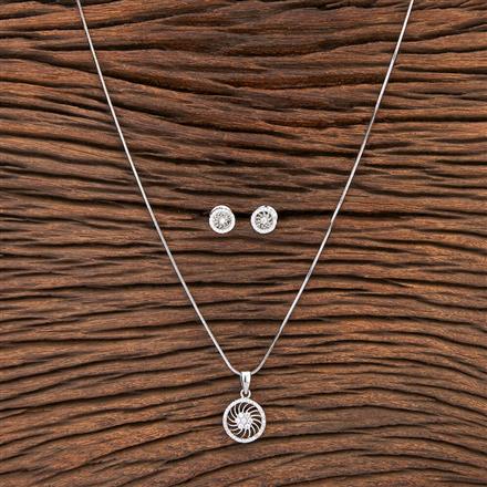 Cubic Zirconia Delicate Pendant Set With Rhodium Plating