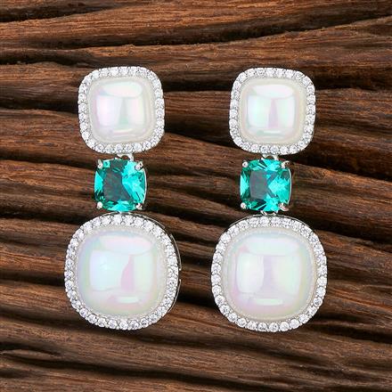 Cubic Zirconia Short Earring With Rhodium Plating