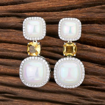 Cubic Zirconia Short Earring With Rhodium Plating