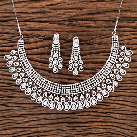 Cubic Zirconia Classic Necklace With Rhodium Plating