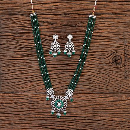 Cubic Zirconia Bandhai Necklace With Rhodium Plating